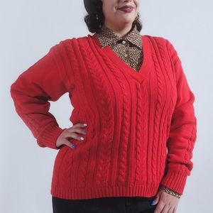 80s Lizsport Cable-Knit Sweater